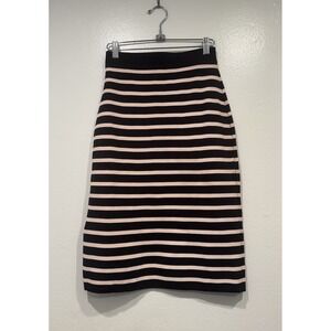 GORMAN Knit Navy Blue Peach Pink Pencil Skirt Womens Size 8 Preppy Work Career